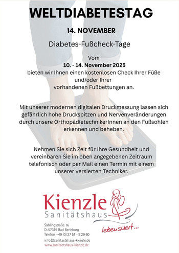 Welt-Diabetestag 2025: Ihre Füße sind bei uns in guten Händen ... Diabetes-Fußcheck-Tage vom 10. bis 14. November 2025