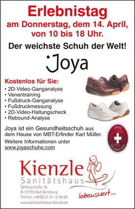 Joya-Erlebnistag im Sanitätshaus Kienzle (Donnerstag, 14. April 2011, 10.00 - 18.00 Uhr)
