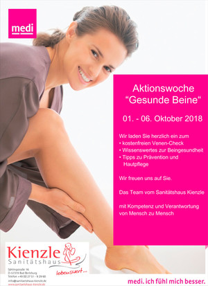 Aktionswoche 'Gesunde Beine' vom 01. bis 06. Oktober 2018 im Sanitätshaus KIENZLE